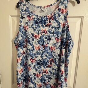 Crown & Ivy Blue and Red Floral Tank Top